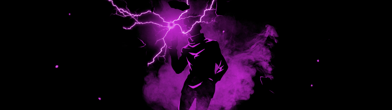 Satoru Gojo, Lightning, Purple aesthetic, Black background, Jujutsu Kaisen