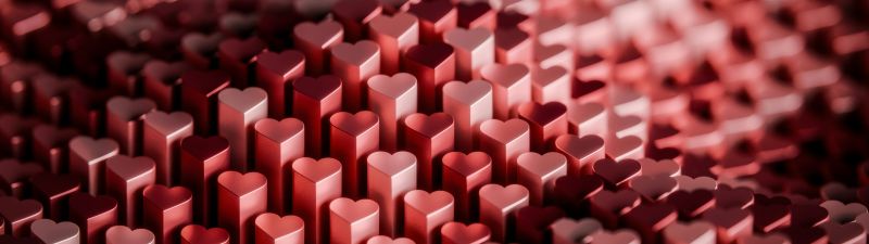 Love hearts, 3D background, 5K, 8K, 10K, Red aesthetic