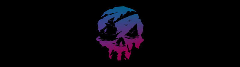 Sea of Thieves, Skull, Logo, PC Games, Xbox One, Xbox Series X and Series S, Black background, AMOLED