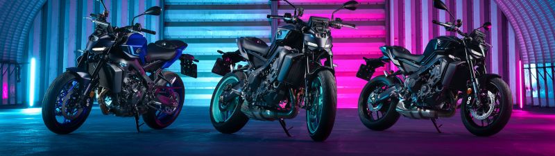Yamaha MT-09, 2024, 5K, Neon Lights, Naked bikes