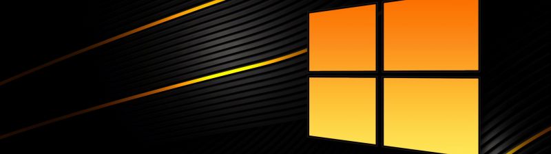 Windows 10, Black background, Dark abstract, Yellow, 5K, 8K