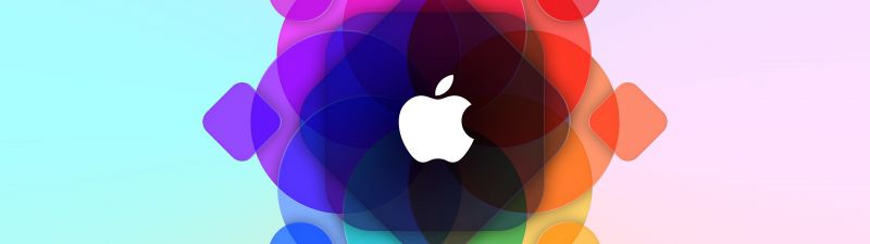 Apple logo, WWDC, Colorful, Gradient background, 5K, Pastel background