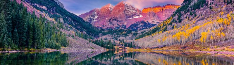 Maroon Bells, Colorado, Elk Mountains, Maroon Lake, White River National Forest, USA, Aesthetic