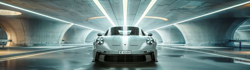 Porsche 911 GT3 RS, Tunnel, 5K, LED lighting