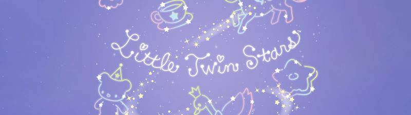 Little Twin Stars, Pastel blue, Kiki and Lala, Cartoon, Sanrio, Blue background, Unicorn