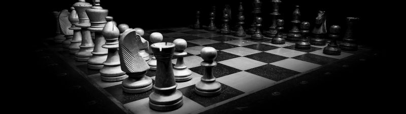 Chessboard, Black and White, Chess pieces, Monochrome, King (Chess), Knight (Chess), Pawn (Chess), Rook (Chess), Bishop (Chess), 5K