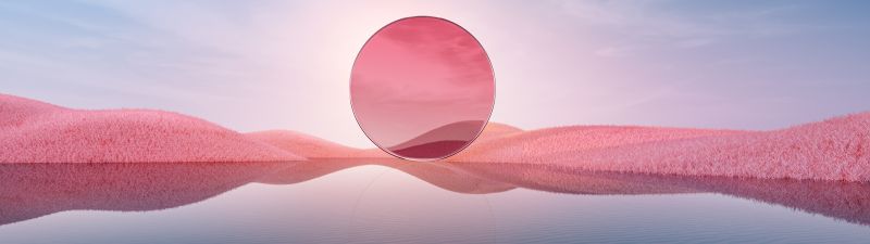Pink aesthetic, Landscape, Desert, Digital Art, Body of Water, 5K