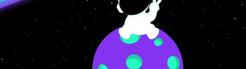 Cute astronaut, Illustration, 8K, Outer space, 5K, Black background, AMOLED