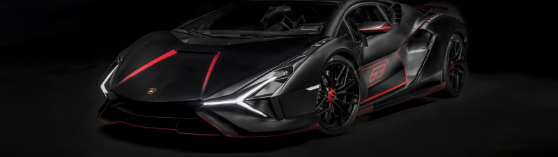 Lamborghini Sián FKP 37, Dark aesthetic, 8K, Black background, 5K, Black cars