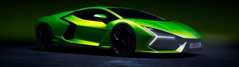 Lamborghini Revuelto, Green aesthetic, Dark background, 5K