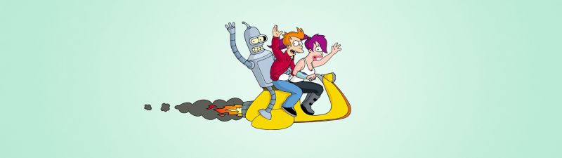 Futurama, Cartoon, TV series, Animated series, Minimalist, Phillip J Fry, Bender (Futurama), Leela (Futurama)