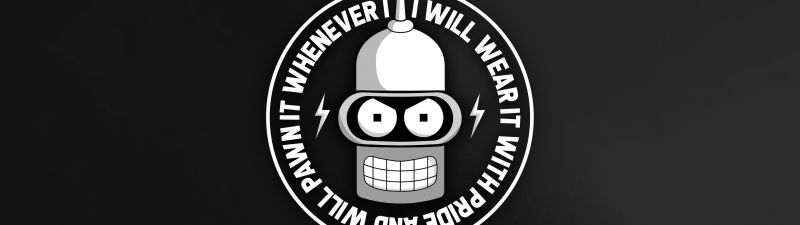 Bender (Futurama), Dark background, Funny, Cartoon, 5K, Popular quotes