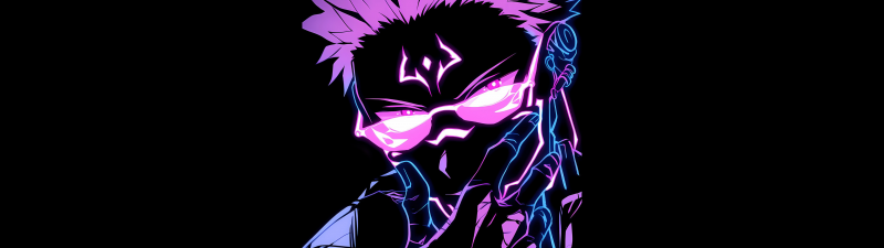 Satoru Gojo, Pink aesthetic, AMOLED, Jujutsu Kaisen, Black background, 5K