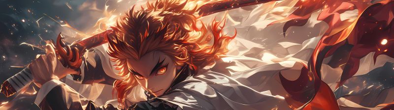 Demon Slayer: Kimetsu no Yaiba, Kyojuro Rengoku, 5K, AI art