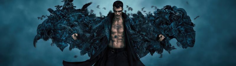 Bill Skarsgard, The Crow, Dark background, 2024 Movies