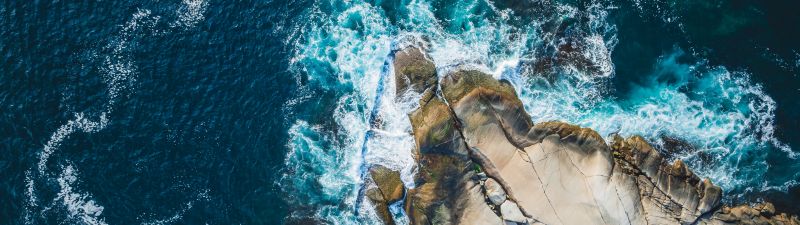 Peggy's Cove, Seascape, Aerial view, St Margarets Bay, Atlantic Ocean, Nova Scotia, North America, 5K