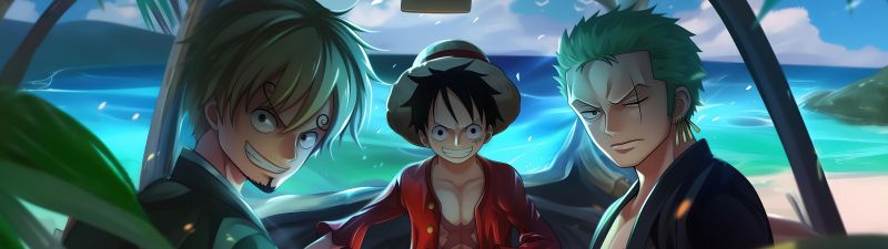 One Piece, Straw Hat Pirates, Sanji, Monkey D. Luffy, Roronoa Zoro, 5K