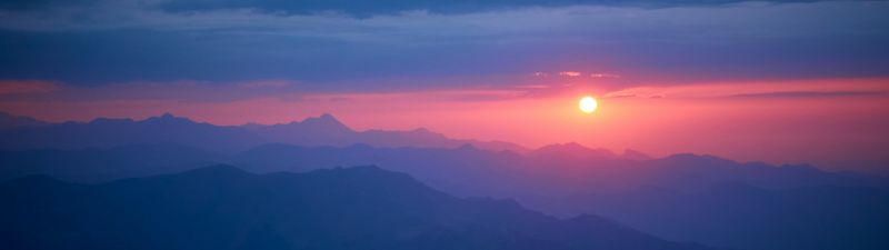 Mountain range, Sunset, Scenery, Dawn, France, 5K