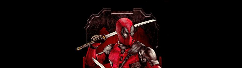 Deadpool & Wolverine, Deadpool, Movie poster, Black background, 8K, AMOLED, 5K, 2024 Movies