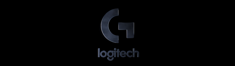 Logitech, Minimalist, Black background, Minimal logo