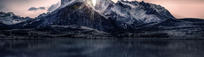 Mountain, Sunlight, Lake, Reflection, Morning, Sunrise, Cold, 5K