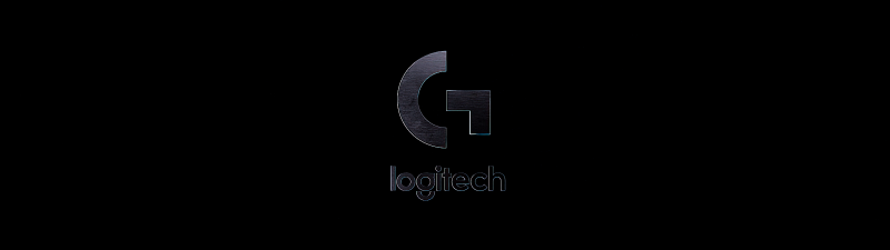 Logitech, Minimal logo, Black background, AMOLED, Monochrome