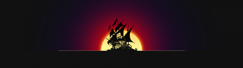 Pirate ship, Silhouette, Dark background, Sunset