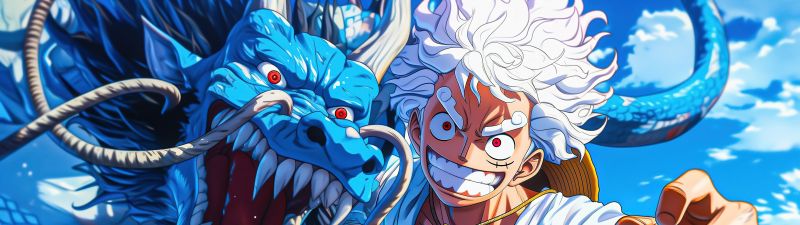 Luffy vs Kaido, One Piece, Gear 5, 5K, Sun God Nika