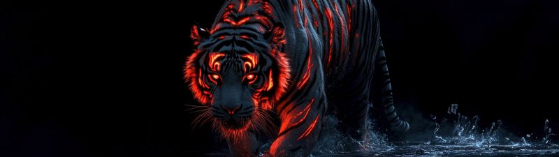 Tiger, Dope, AMOLED, AI art, Black background, 5K