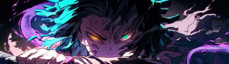 Tanjiro Kamado, Colorful anime, AI art, Demon Slayer: Kimetsu no Yaiba