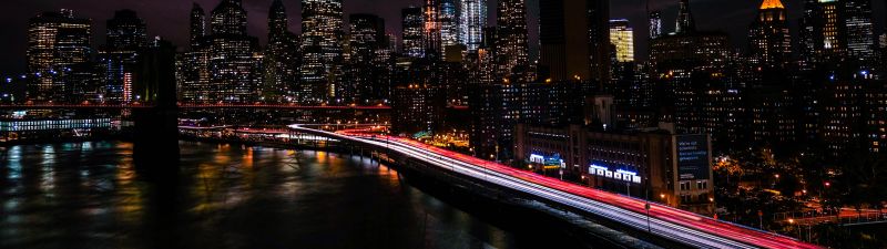 New York City, Night view, Cityscape, City lights, Timelapse, Night traffic, 5K, Aesthetic