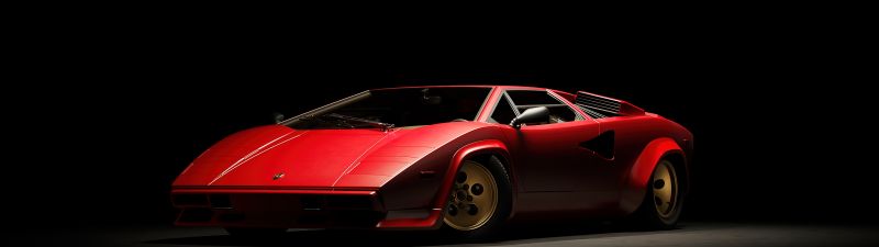 Lamborghini Countach, Dark aesthetic, Classic cars, 5K, Dark background, Red cars