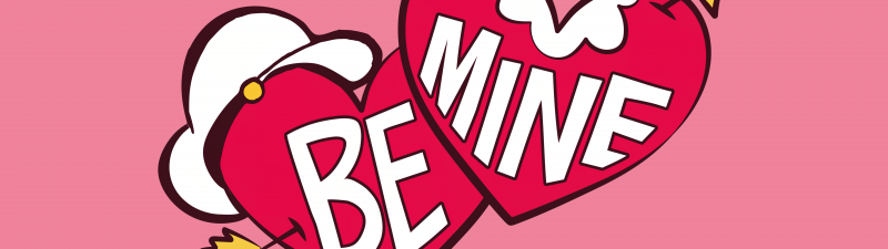 Popeye, Be Mine, Red hearts, Valentine's Day, 5K, 8K, Pink background