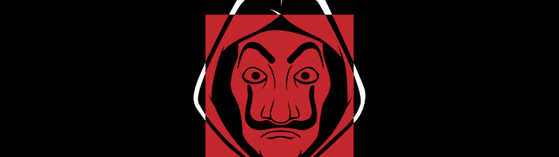 Dali Mask, Minimalist, Dark background, 5K, Money Heist