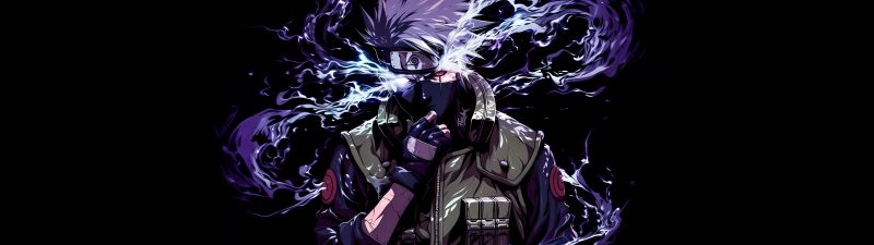 Kakashi Hatake, AI art, 5K, 8K, Naruto, AMOLED, Black background