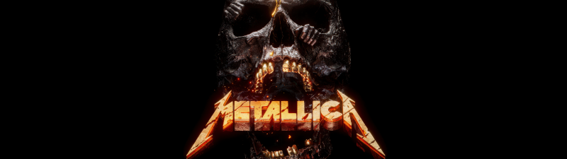 Metallica, AMOLED, Skull, 5K, Black background