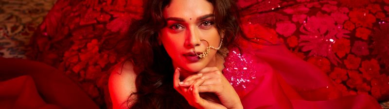 Aditi Rao Hydari, Red aesthetic, Indian actress, 5K, Traditional