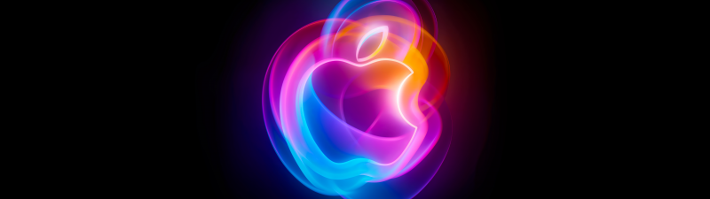 Its Glowtime, Apple Event, Dark aesthetic, 5K, Black background, AMOLED, Colorful art, Apple logo, Vibrant