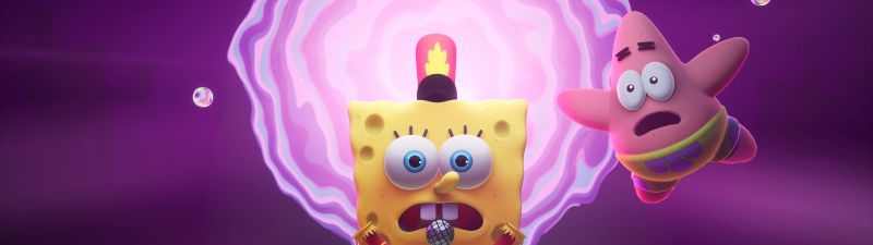 SpongeBob SquarePants: The Cosmic Shake, Video Game, Pink background, Patrick Star