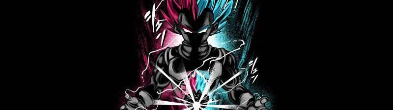 Vegeta, Dragon Ball Z, Anime series, Black background, AMOLED, 5K, 8K