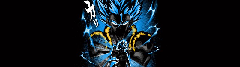 Goku, Fusion attack, Dragon Ball Z, Anime series, Black background, AMOLED, 5K, 8K