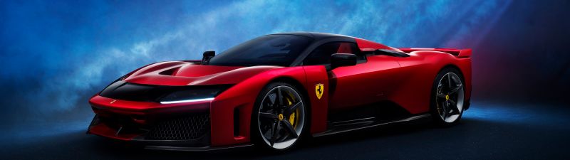 Ferrari F80, Supercar, 2025, Red cars, 5K, Blue background