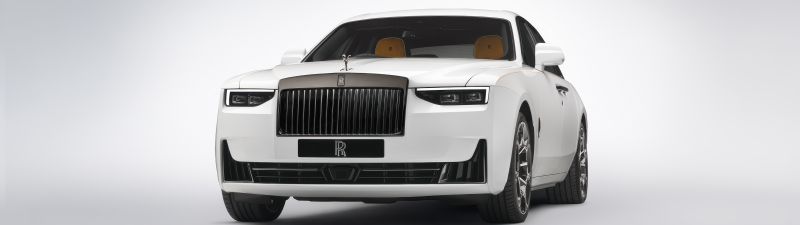 Rolls-Royce Black Badge Ghost Series II, 5K, 2024, White aesthetic, White cars, White background