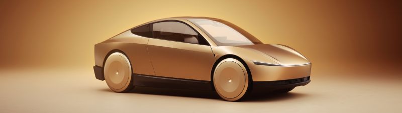 Tesla Robotaxi, Prototype car, 5K, 8K, 2024, Golden background