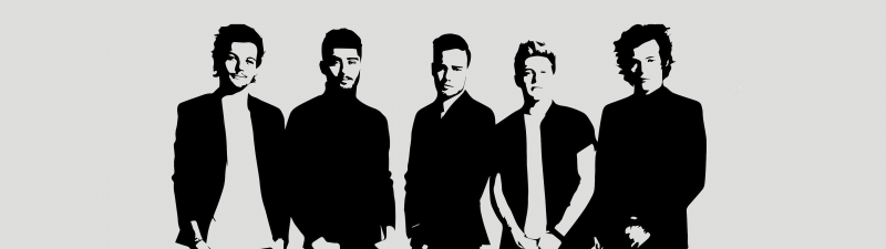 One Direction, Minimalist, Boy band, Pop band, Louis Tomlinson, Niall Horan, Harry Styles, Liam Payne, Zayn Malik, 5K, White background, Monochrome, Black and White