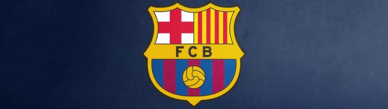 FCB, Navy blue background, FC Barcelona, Crest, 5K