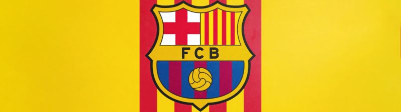 FCB, Yellow background, FC Barcelona, Crest