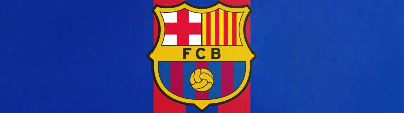 FCB Logo, Blue background, 5K, Crest, FC Barcelona