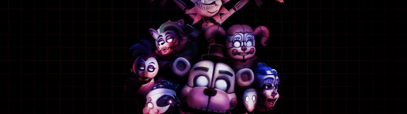 Five Nights at Freddy's, Dark aesthetic, Dark background, FNAF, Chica (FNAF), Bonnie (FNAF), Freddy (FANF), Animatronics