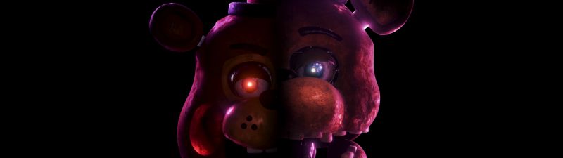 Toy Freddy, Withered Freddy, Five Nights at Freddy's 2, 8K, Black background, 5K, Freddy Fazbear, Freddy (FANF), 2025 Movies